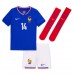 Camiseta Francia Adrien Rabiot #14 Primera Equipación Replica Eurocopa 2024 para niños mangas cortas (+ Pantalones cortos)